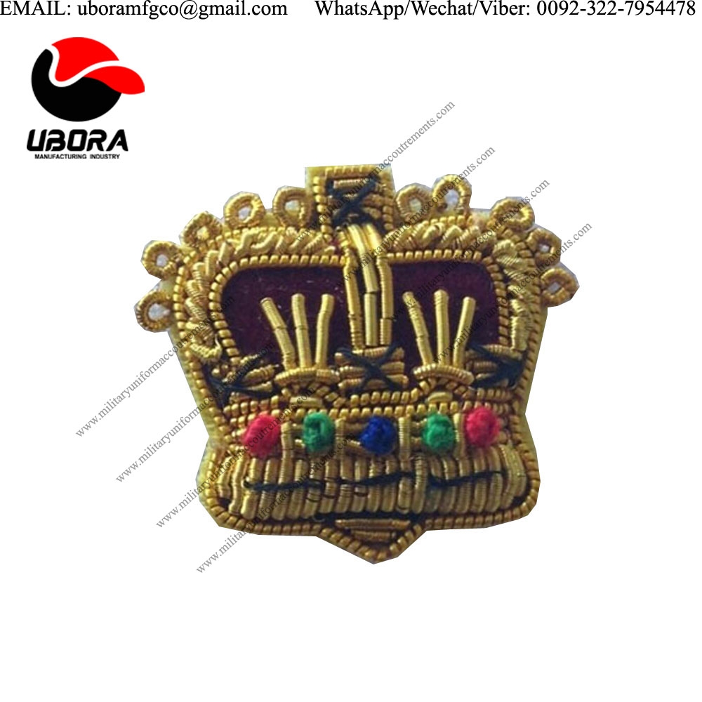 Military Uniform emblem Gold Embroidered Mess Dress Crowns, Various Sizes, Army, Military, Officers 
